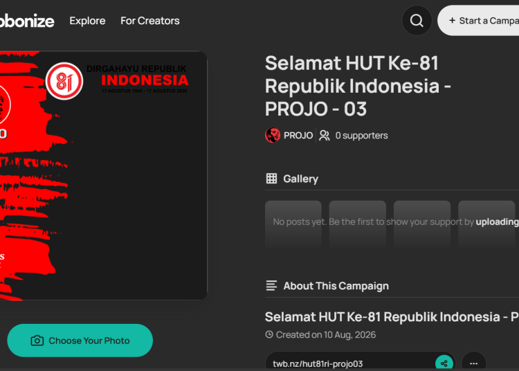 PROJO Ajak Masyarakat Semarakkan HUT ke-81 RI Lewat Twibbon Resmi PROJO “Setia di Garis Rakyat”