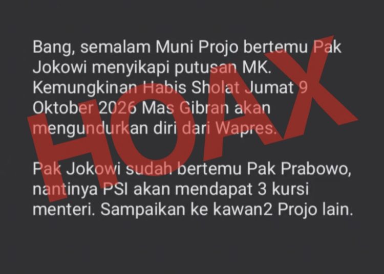 [Tangkal Hoaxs] Beredar Pesan Berantai Nama PROJO dan Budi Arie Dicatut dalam Isu Gibran Mundur